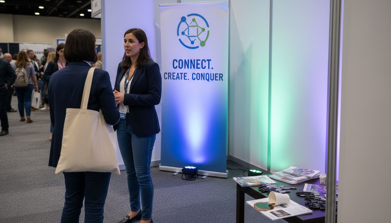Trade show booth with brand interaction