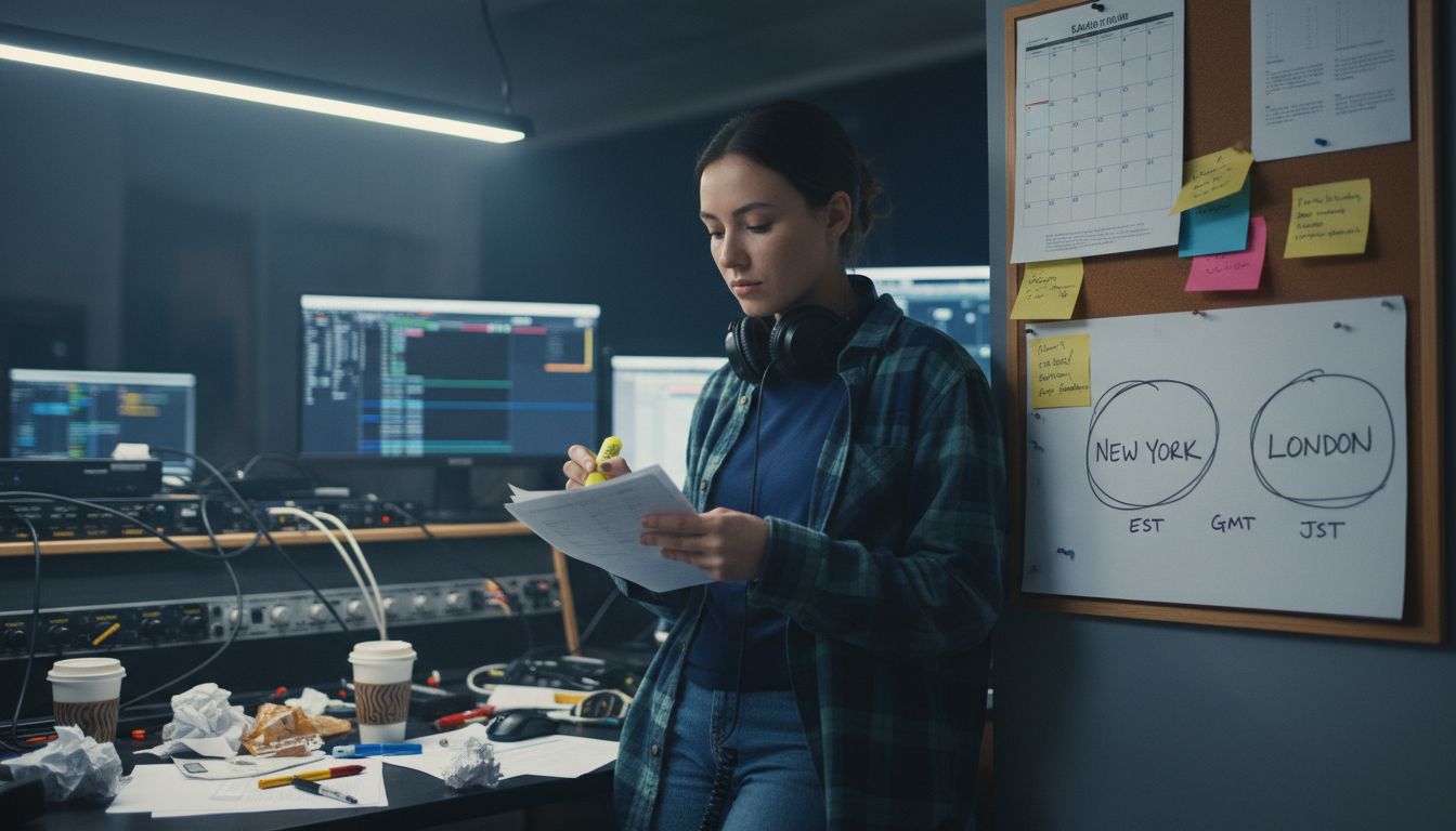 Assistant editor organizing editing timeline