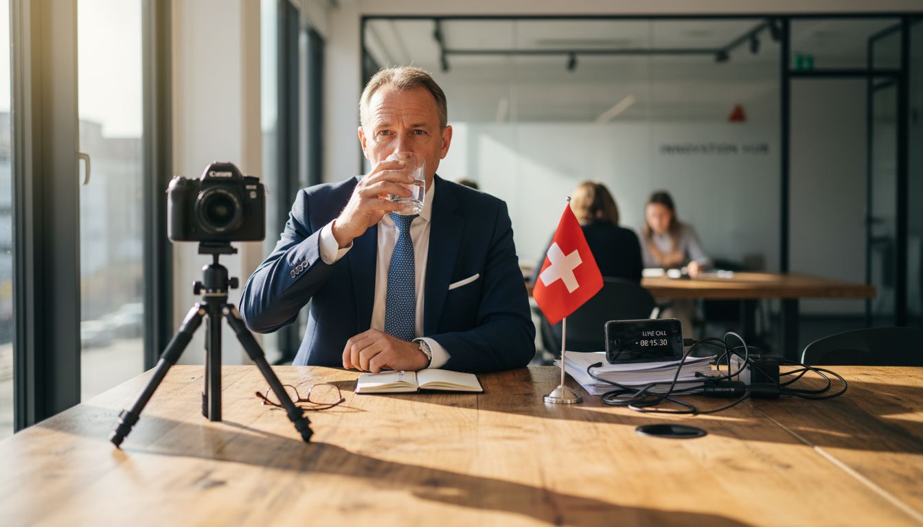 Businessman filmed for workplace testimonial