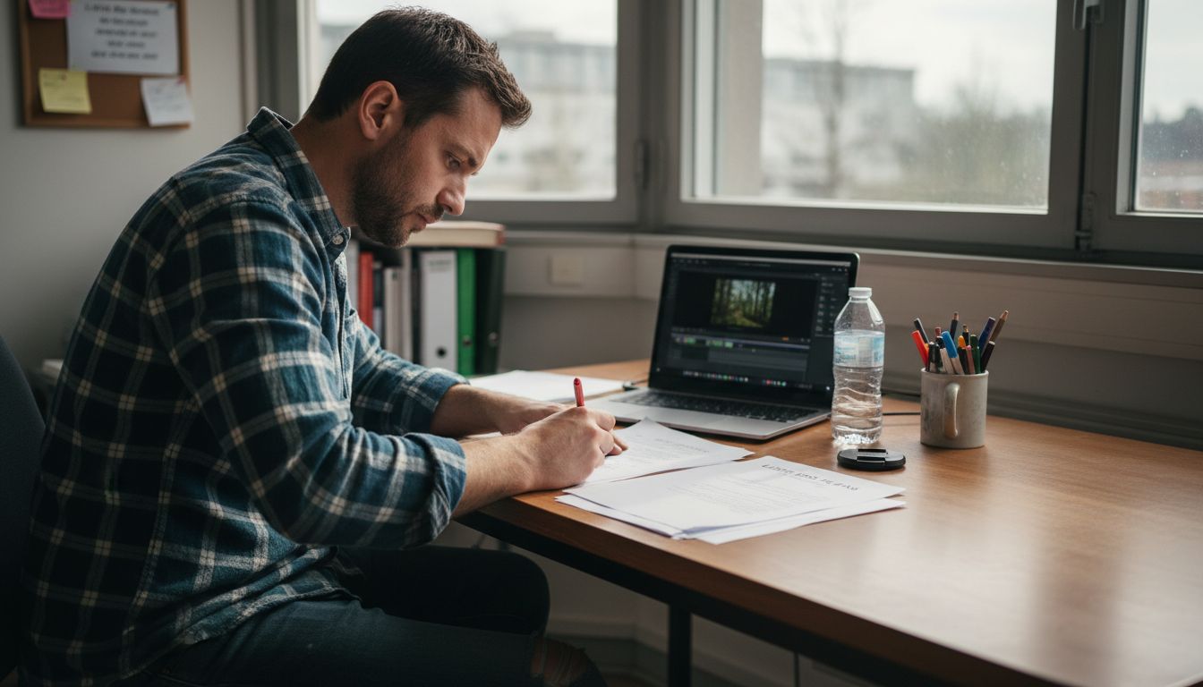 Le producteur passe en revue la liste des plans à tourner.