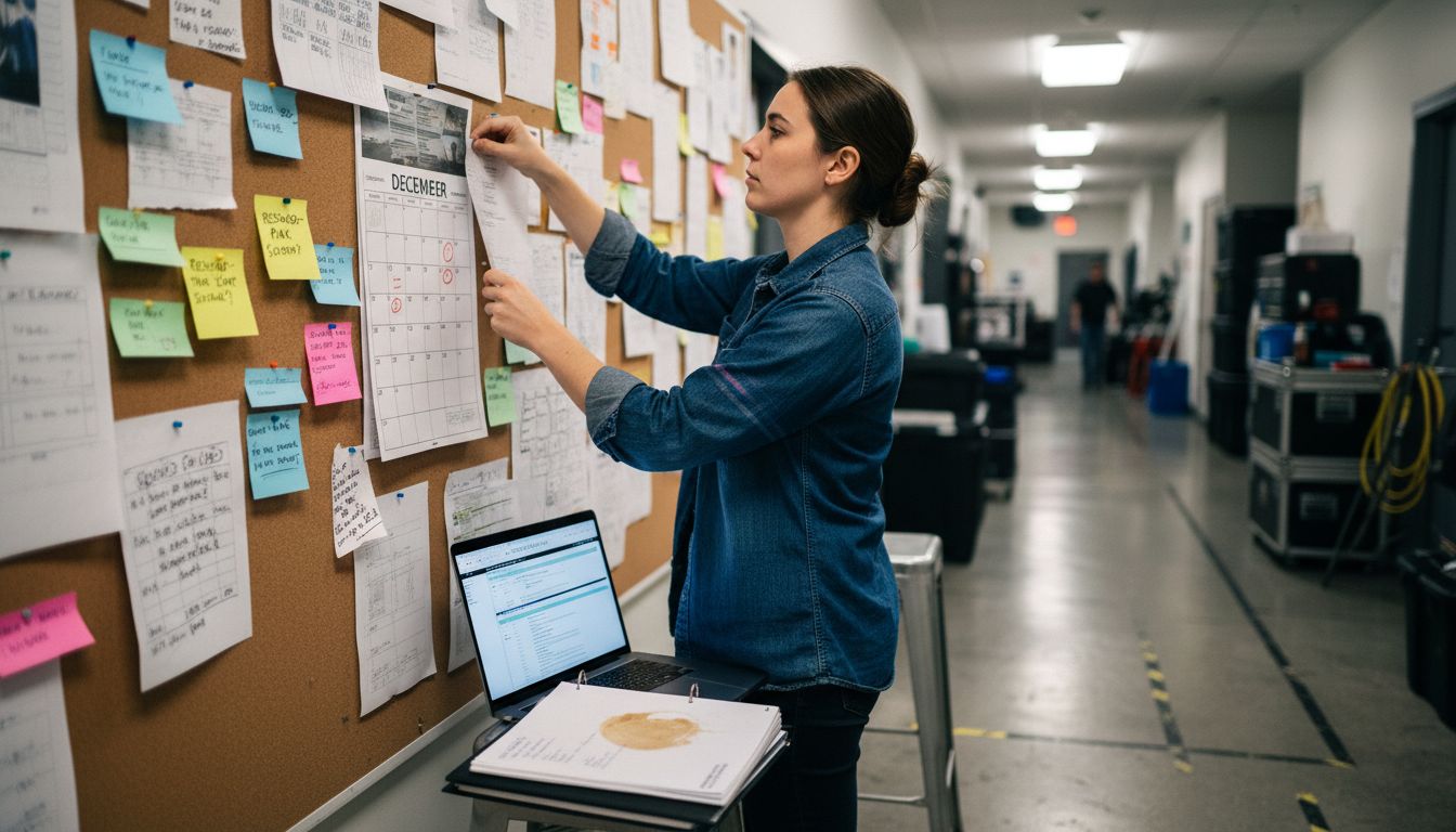 Assistant director mapping out shoot timeline
