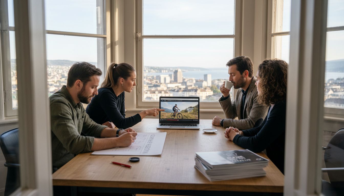 Swiss brand team planning video campaign