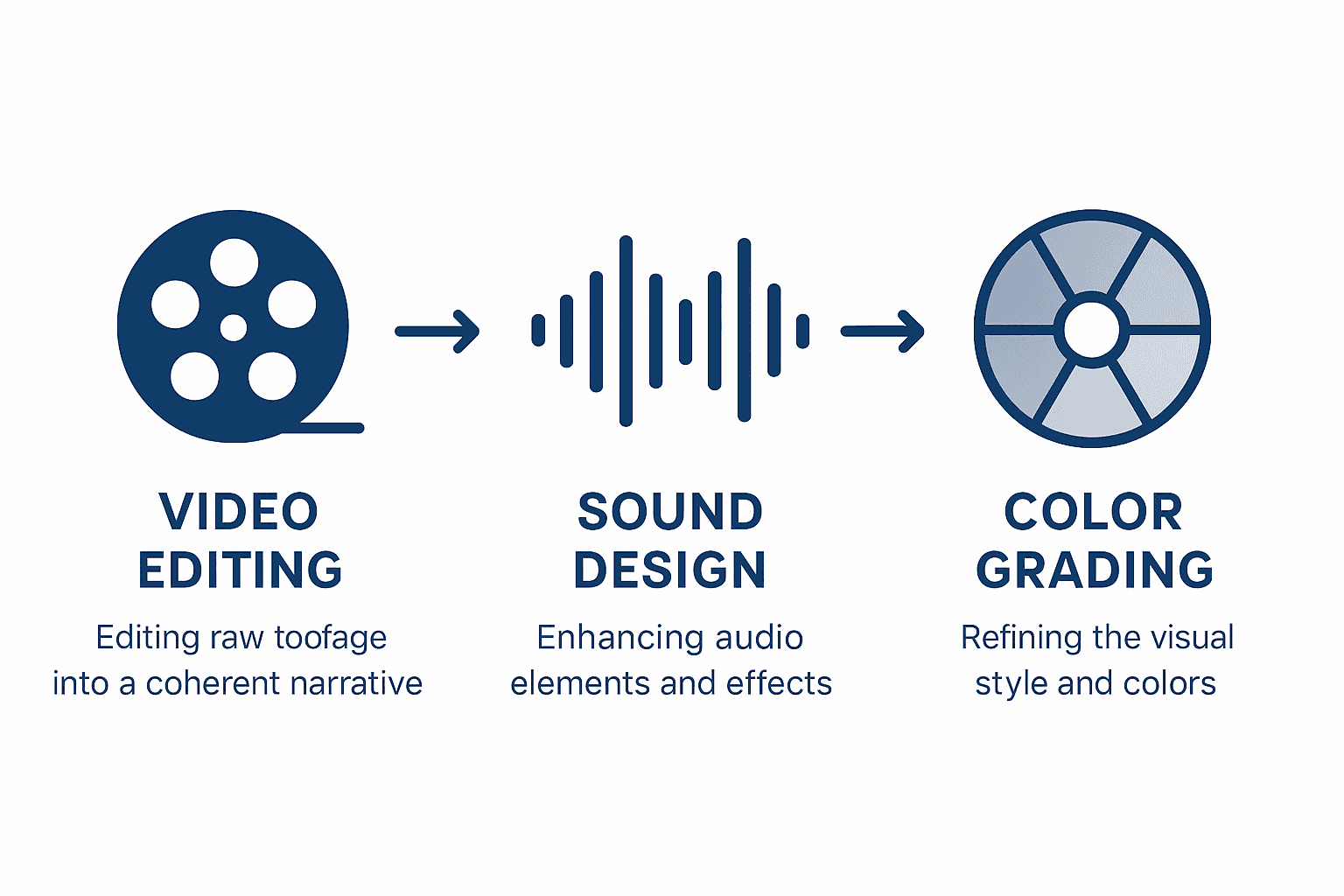 Infographic of post production workflow stages