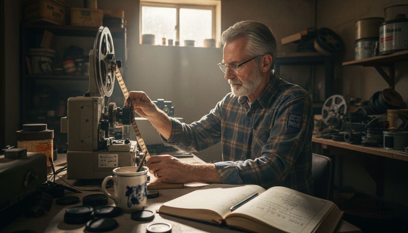 Technician transferring 8mm film to digital