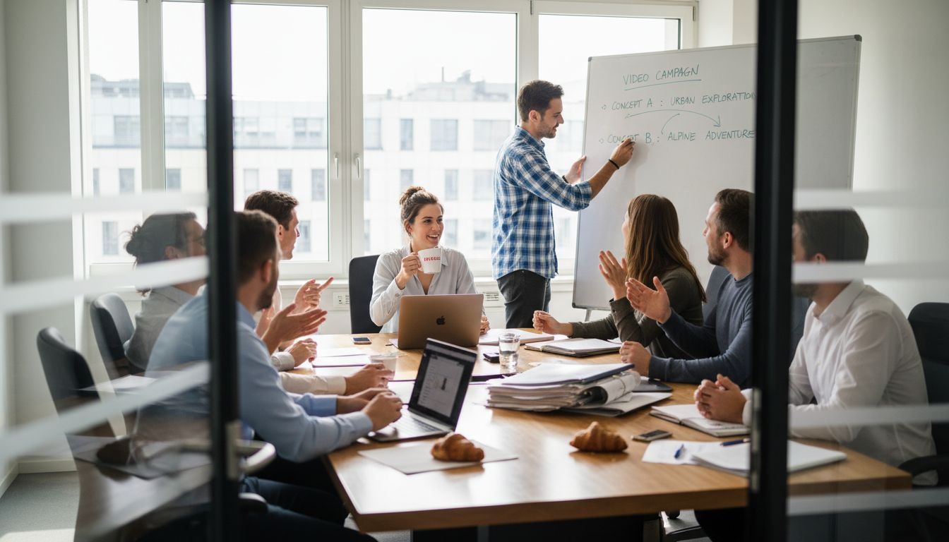 Swiss marketing team planning video strategy