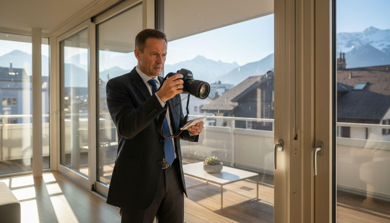 Swiss agent preparing property video shoot