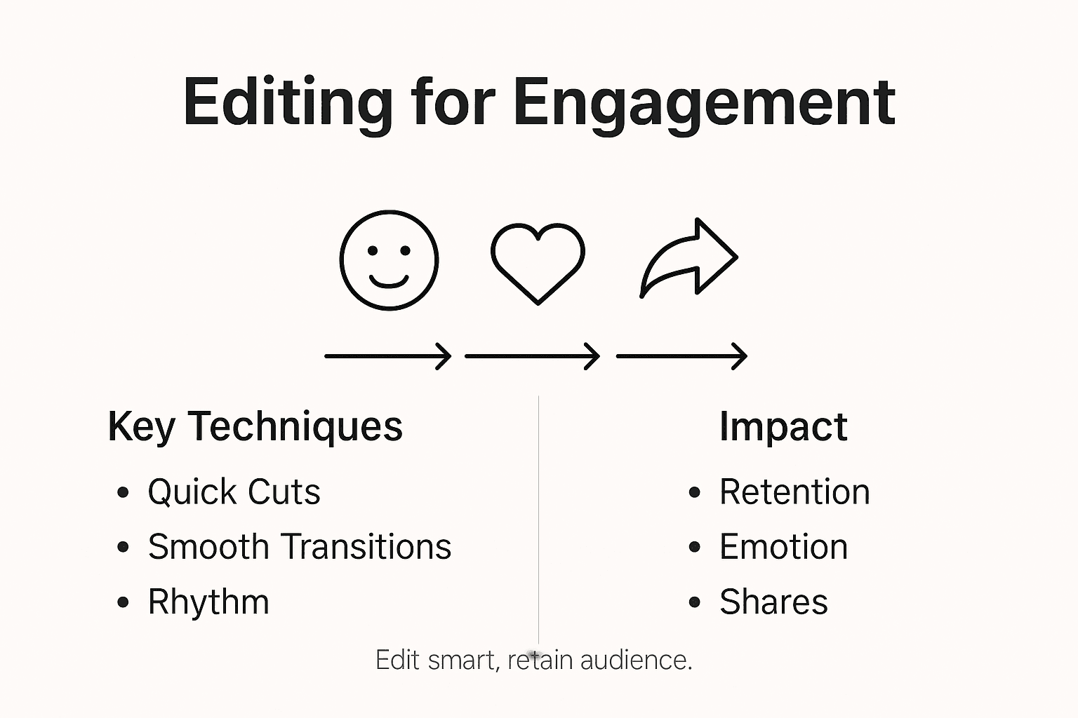 Infographic showing editing techniques and engagement impact