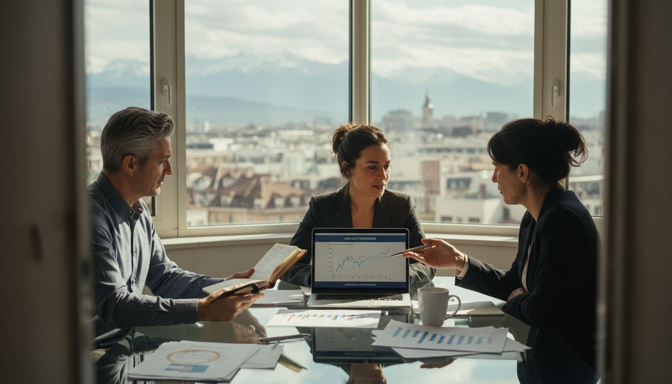 L’équipe élabore ensemble la stratégie vidéo depuis les bureaux de Genève.