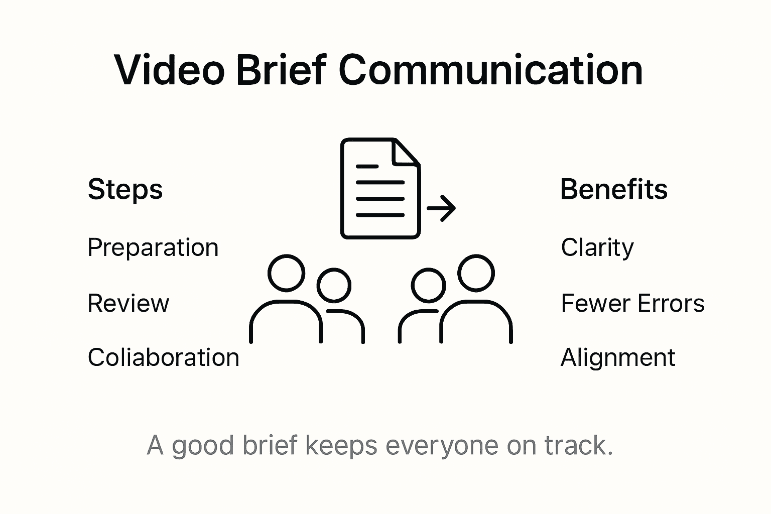 Infographic showing video brief communication steps and benefits