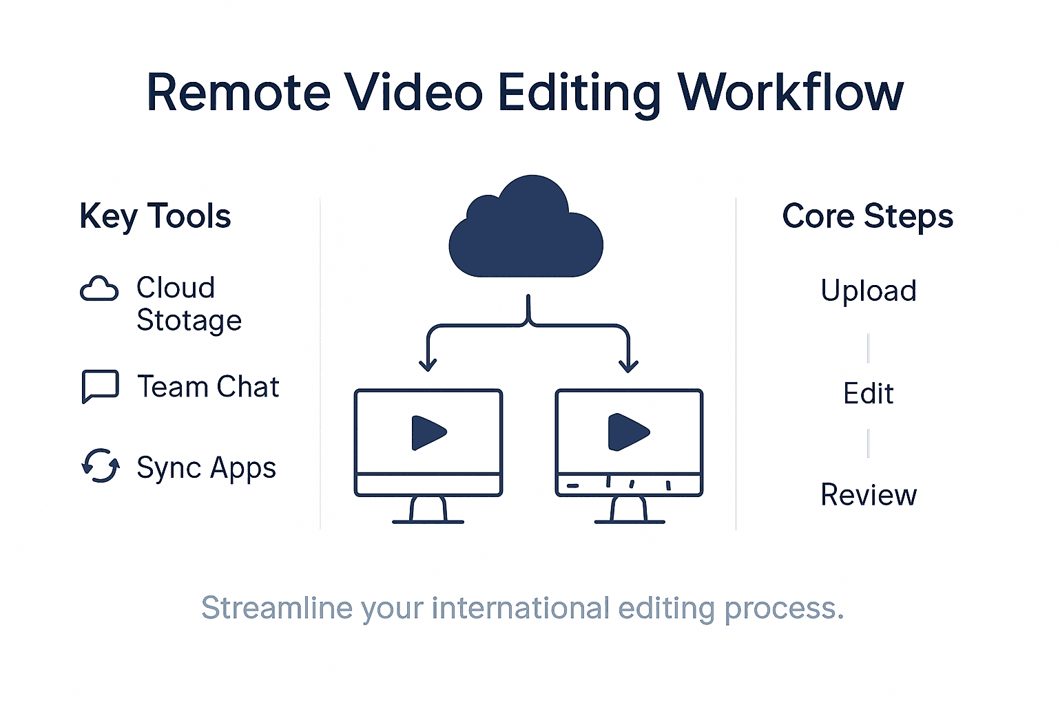 Infographic visualizing remote workflow steps