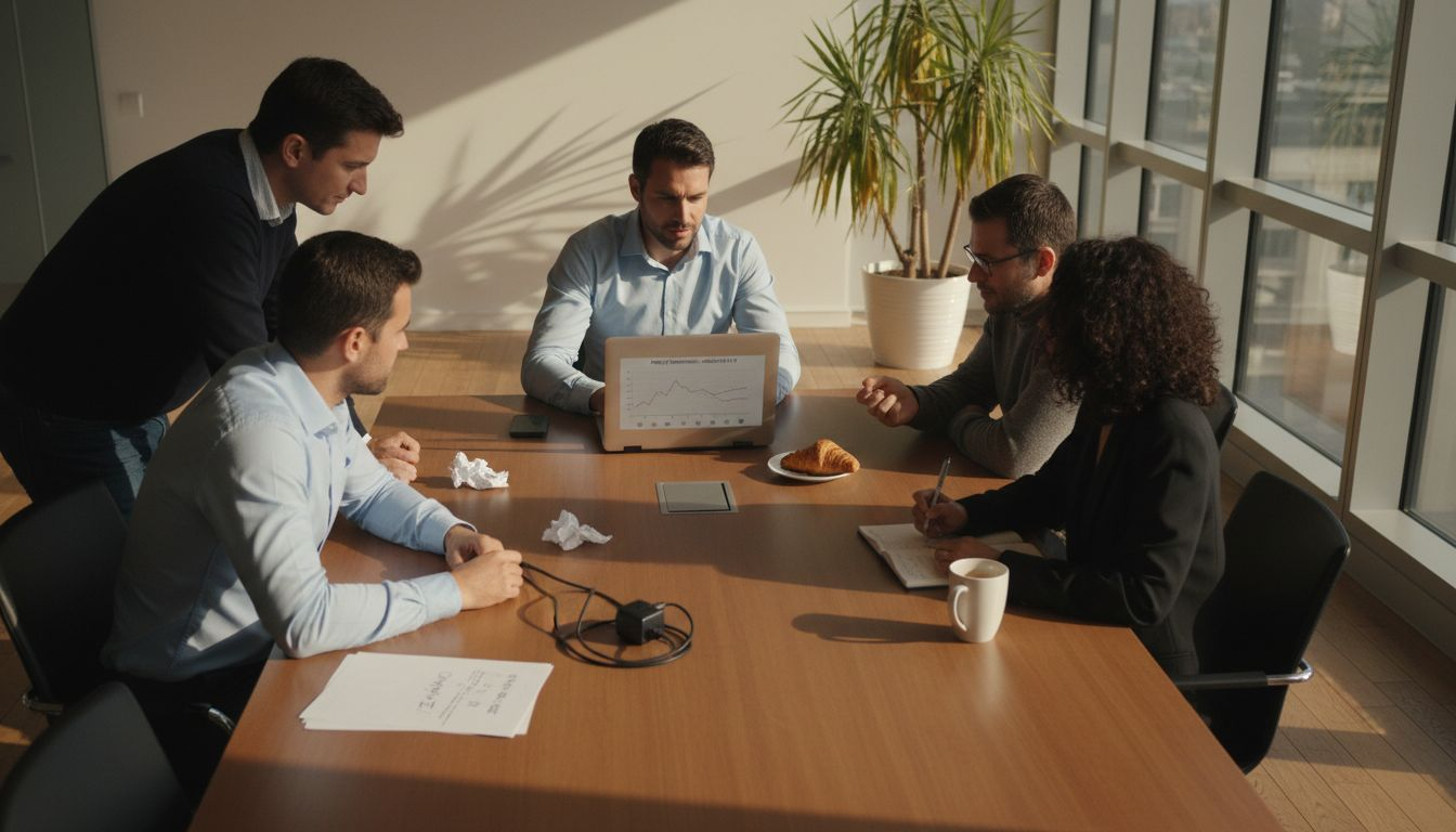 Une équipe rassemblée autour d’un ordinateur portable en pleine séance de travail.