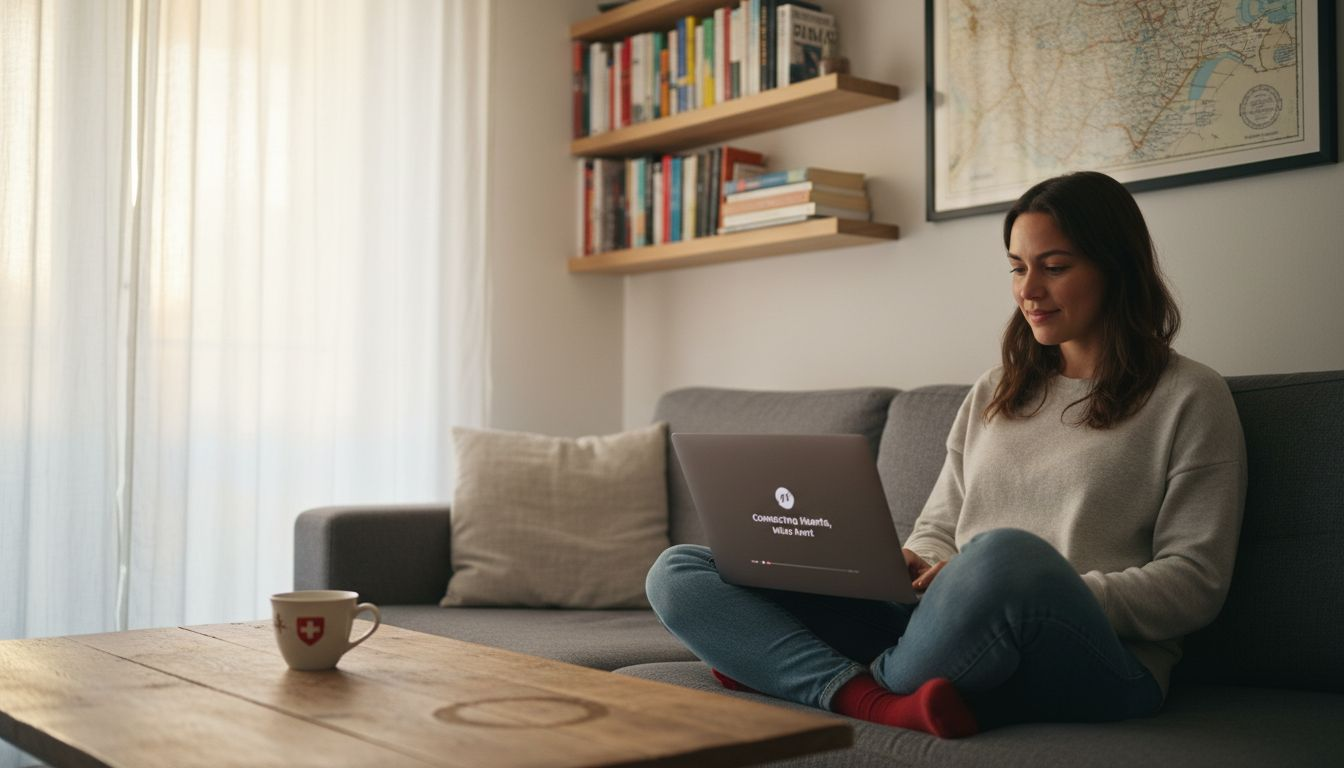 Person engaging with brand video at home
