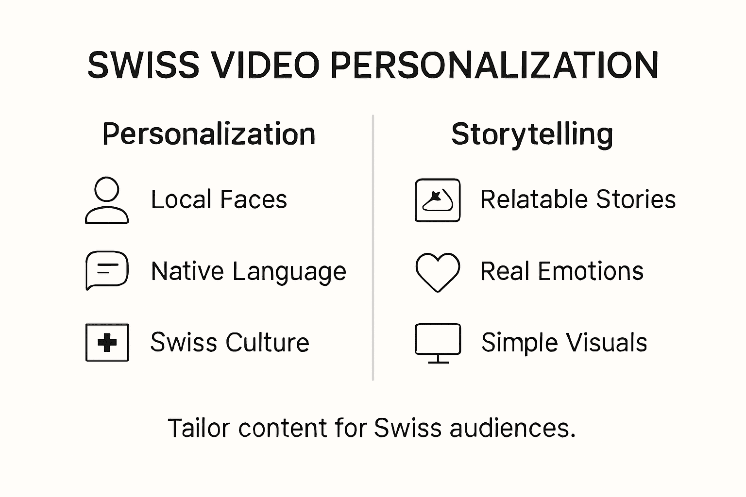 Infographic showing Swiss video personalization concepts