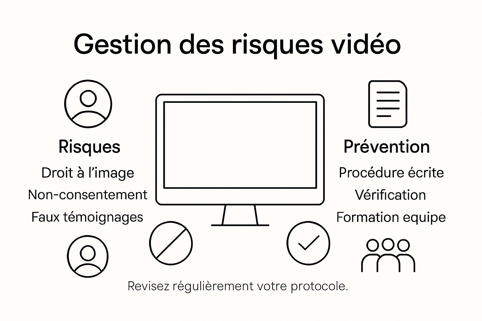 Visuel explicatif sur les bonnes pratiques de gestion des risques liés à la vidéo