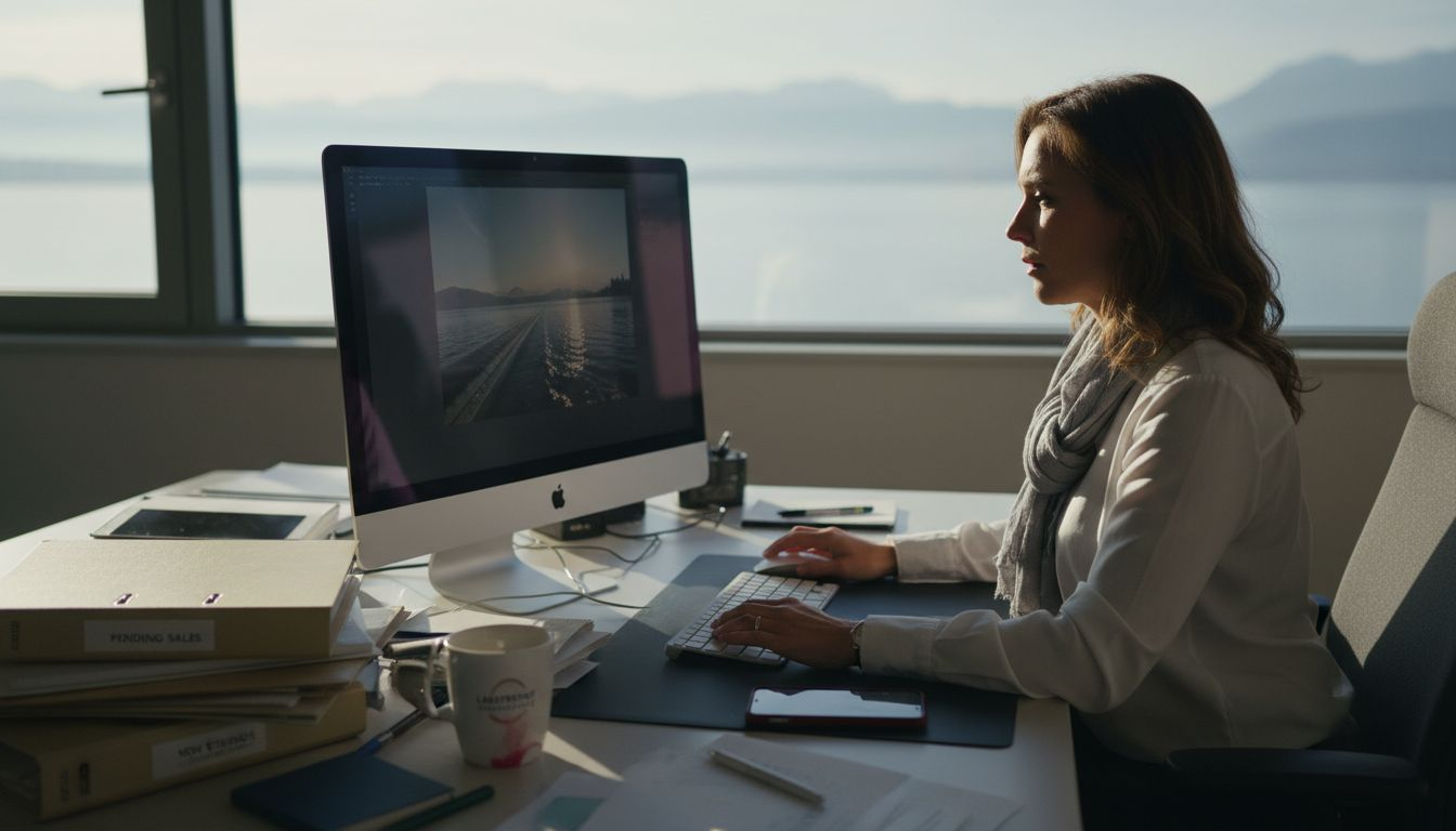 Agent editing property video workspace Geneva