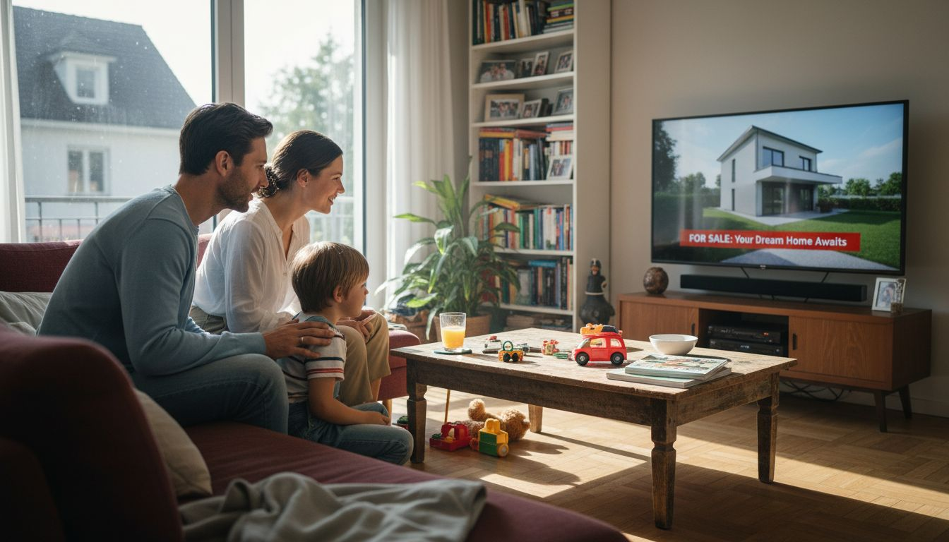 Family watching personalized property video