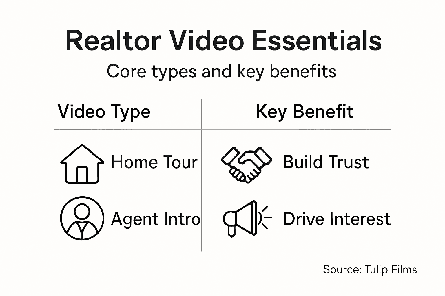 Infographic showing realtor video types and benefits