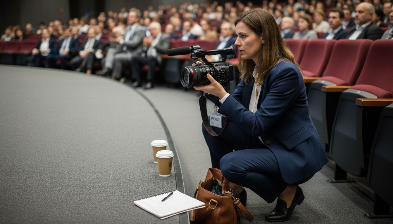 Un cadreur immortalise un instant décisif sur scène.