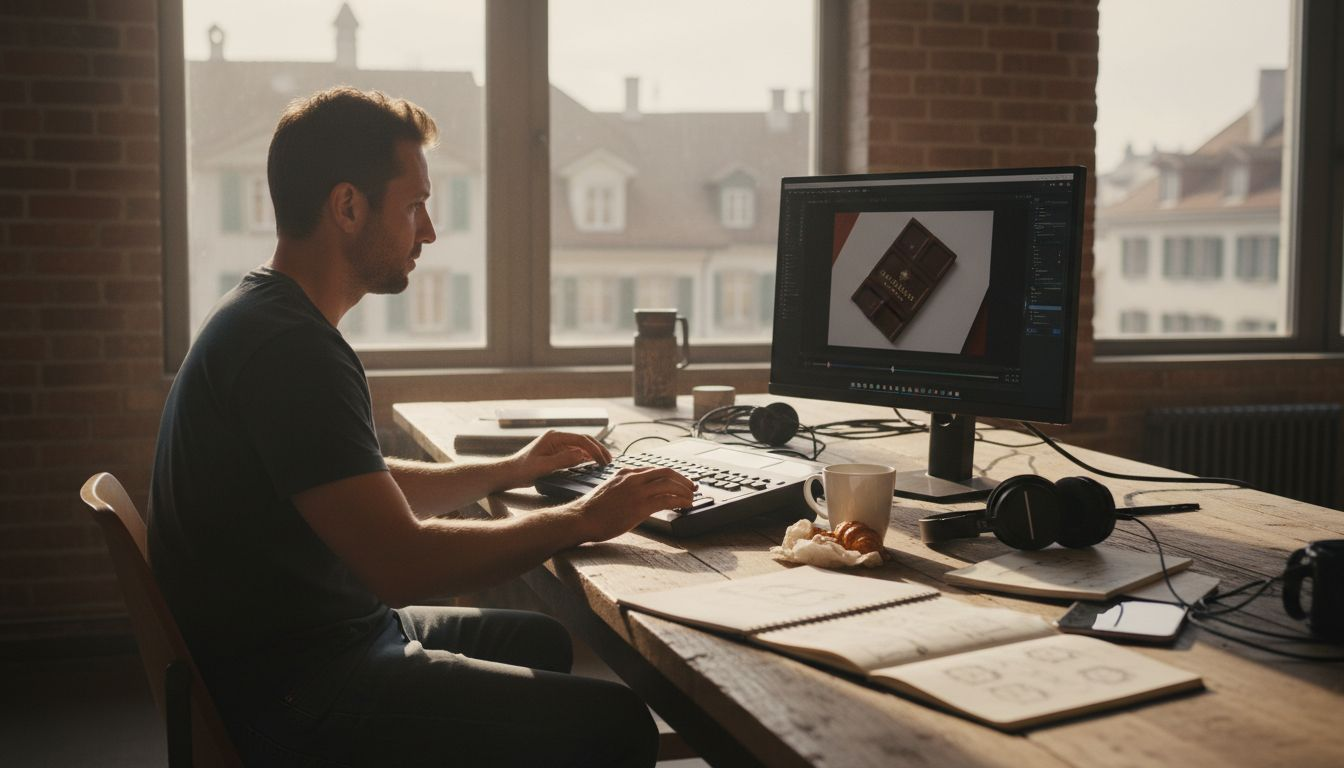 Video editor working on Swiss brand video campaign