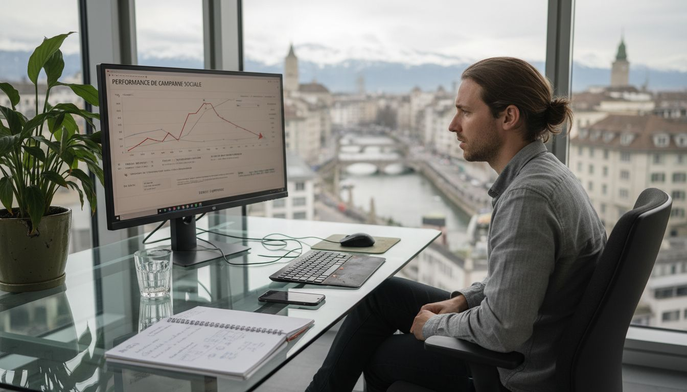 Un responsable marketing suisse analyse les statistiques d’engagement sur ses vidéos.
