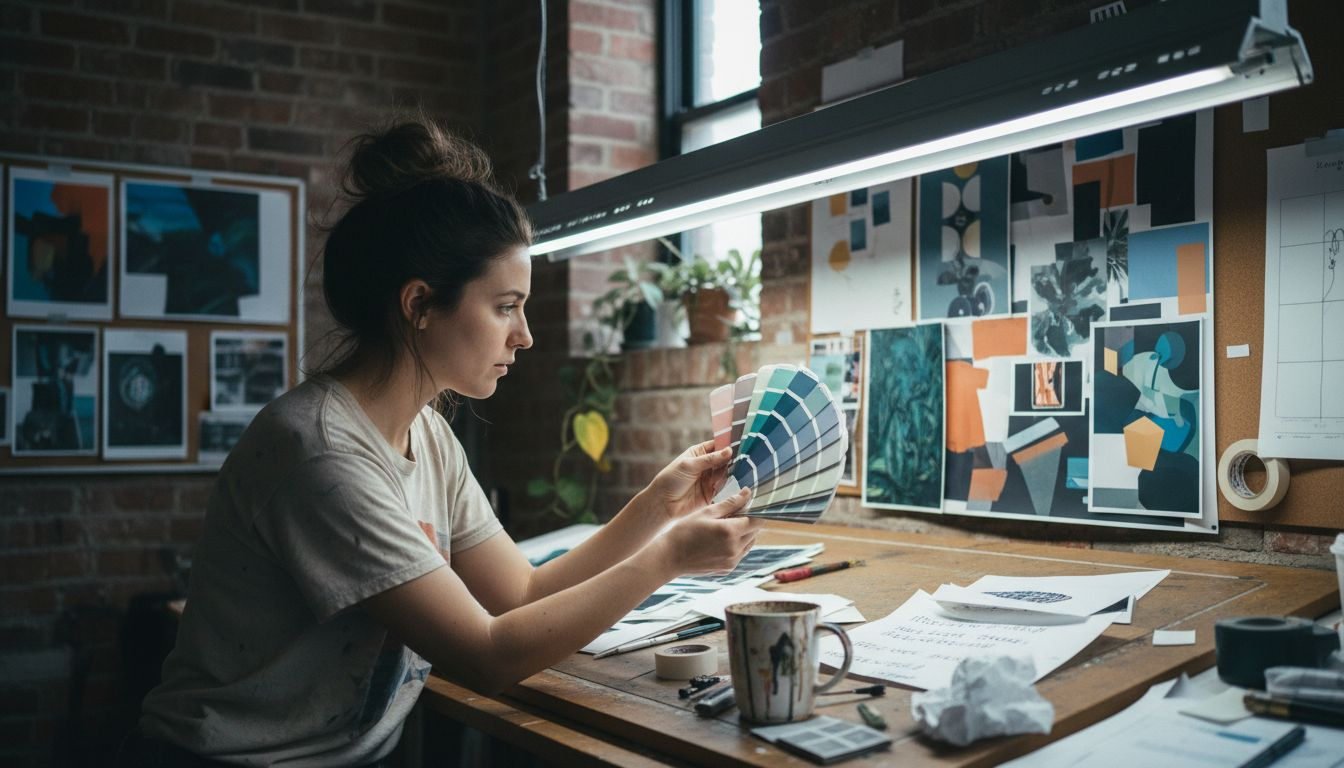Designer selecting color palette for branding