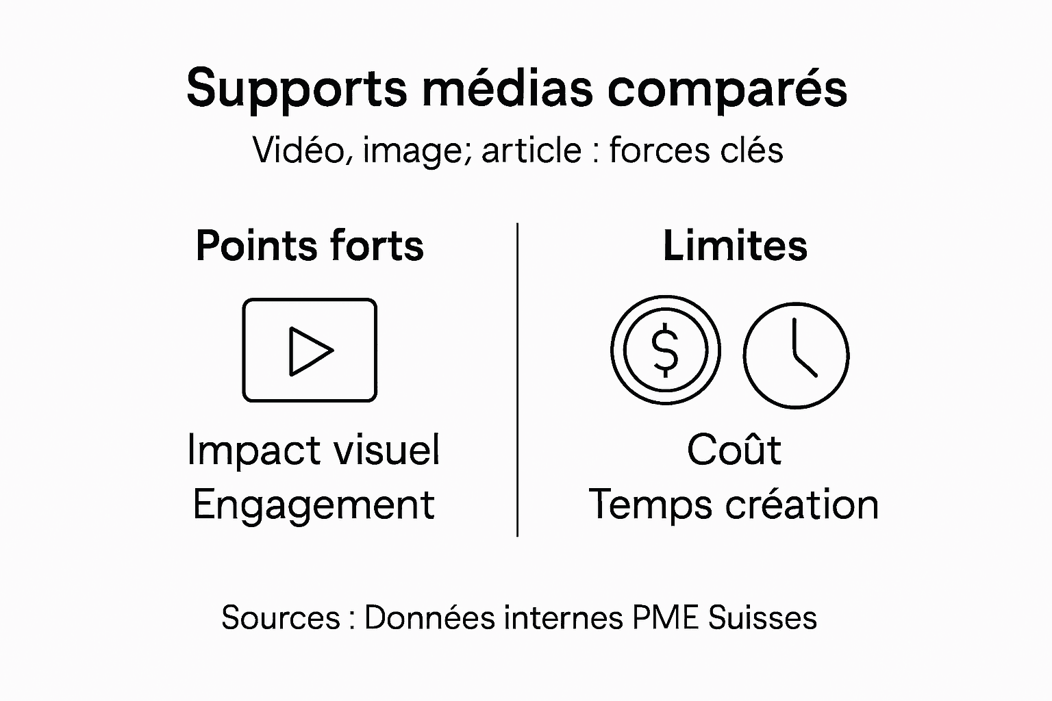 Visuel comparatif des différents types de médias