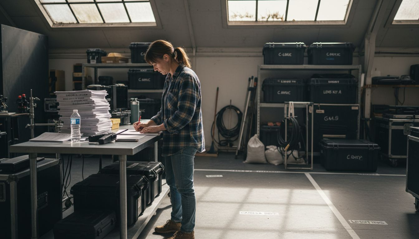 Film manager schedules equipment in studio