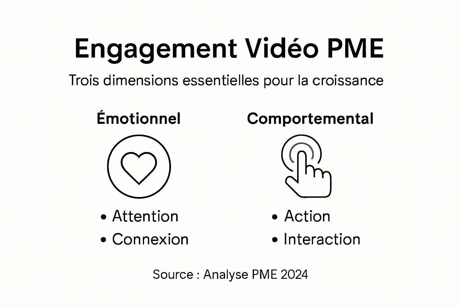 Visuel récapitulatif des principaux leviers d’engagement vidéo pour les PME