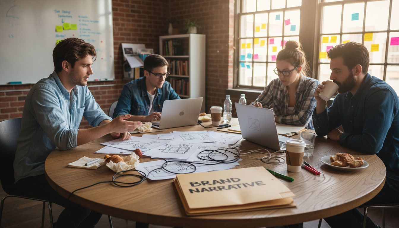 Creative team planning brand storytelling