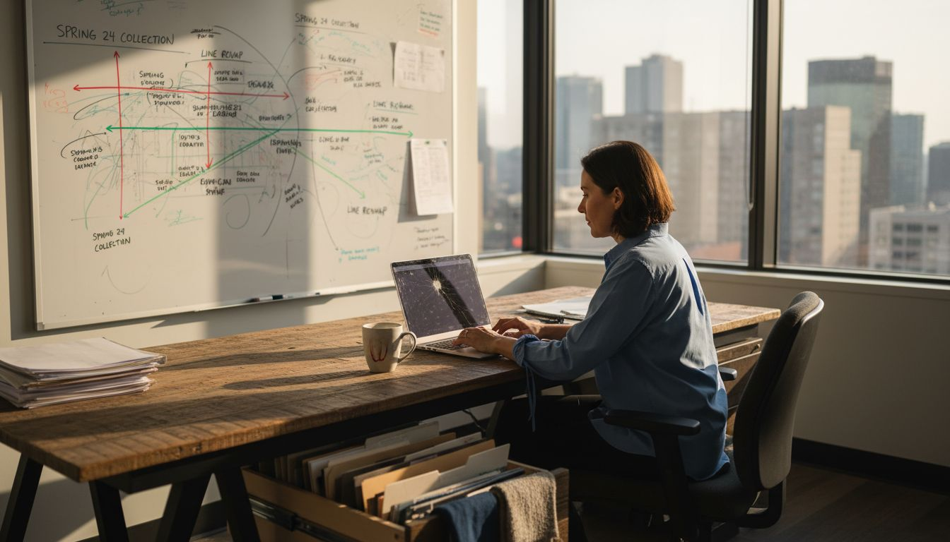 Manager planning apparel workflow in office