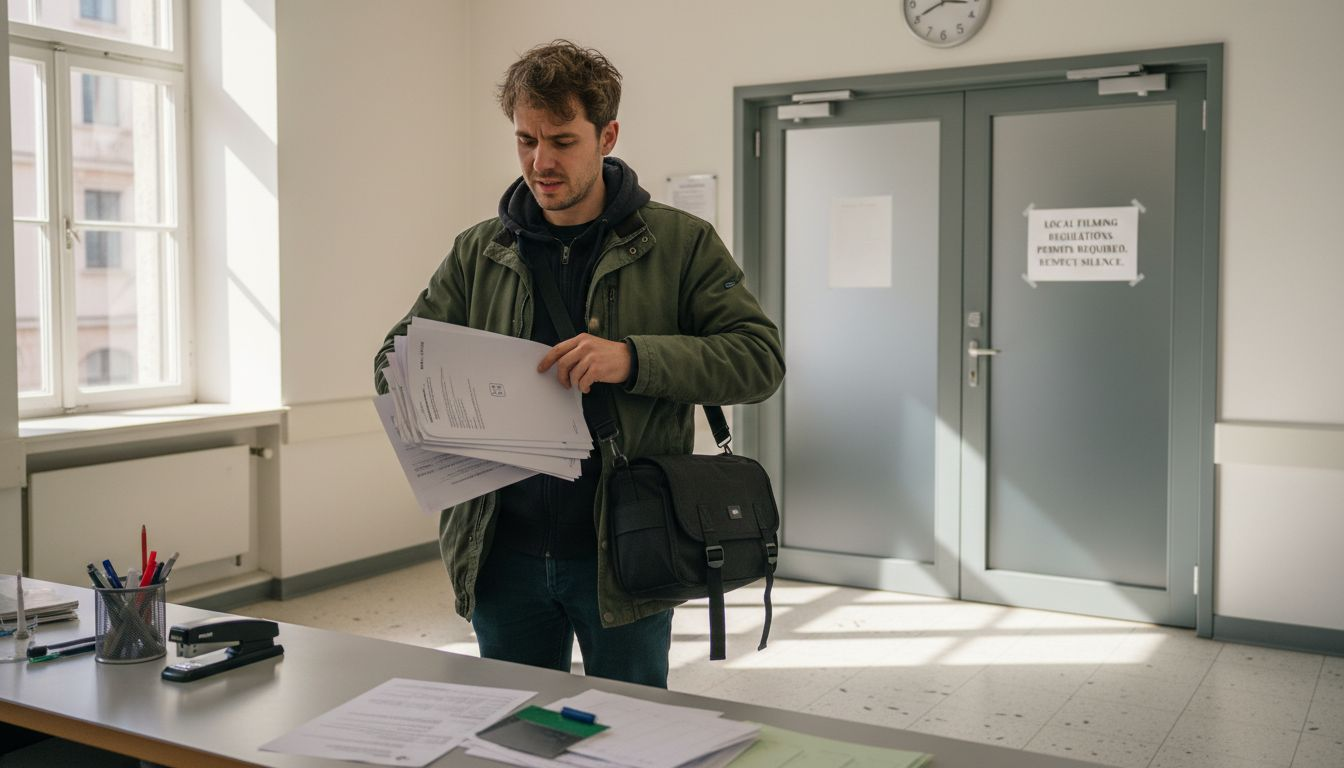 Filmmaker applying for film permit at Swiss office