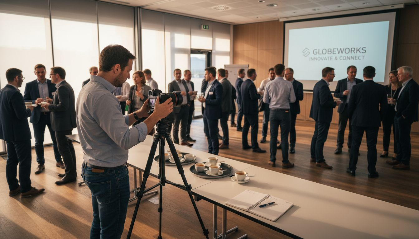 Videographer filming Swiss corporate event