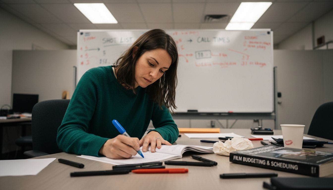 Producer marking film script breakdown