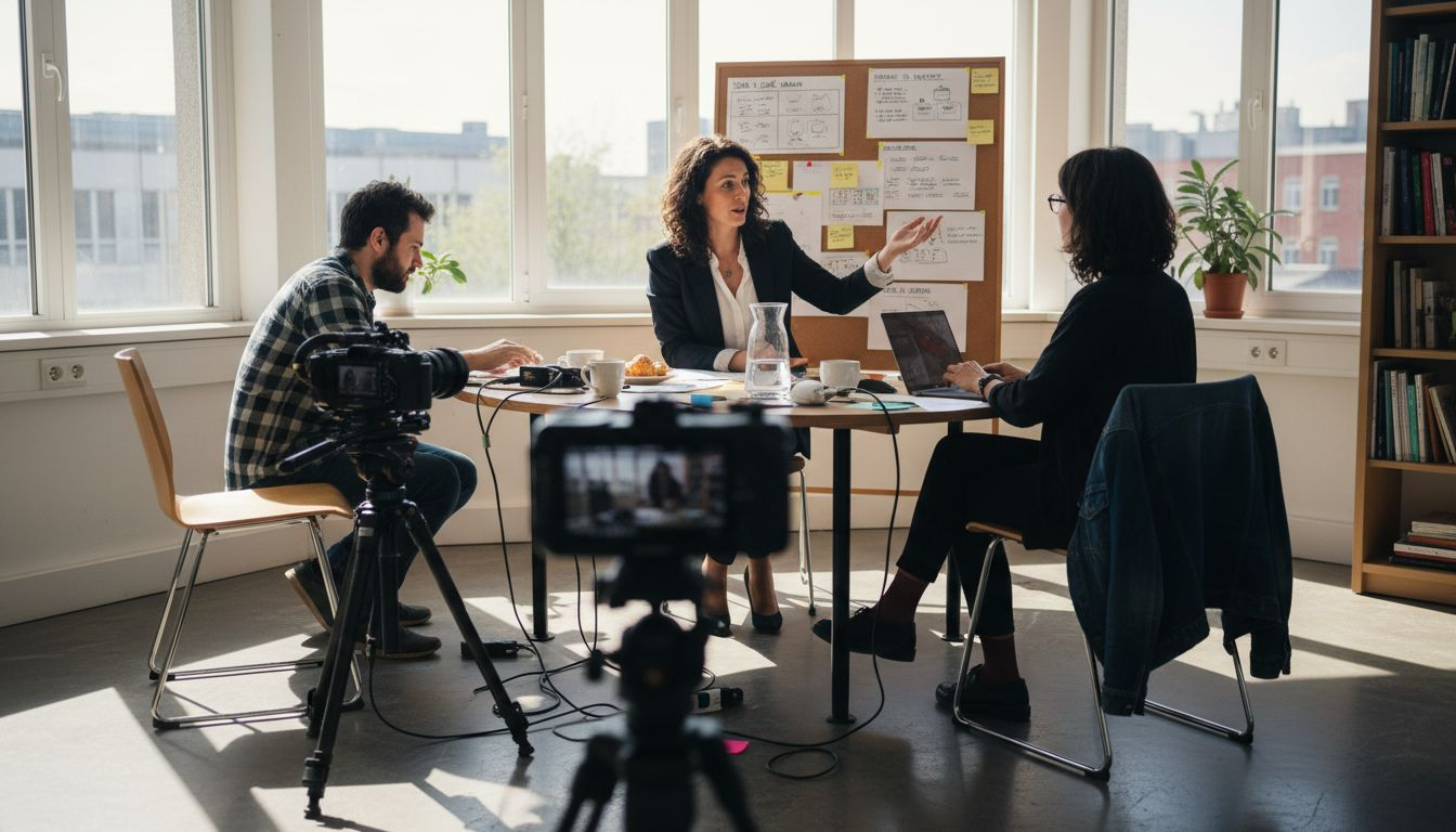 L’équipe d’une PME suisse prépare actuellement le tournage de sa prochaine vidéo promotionnelle.