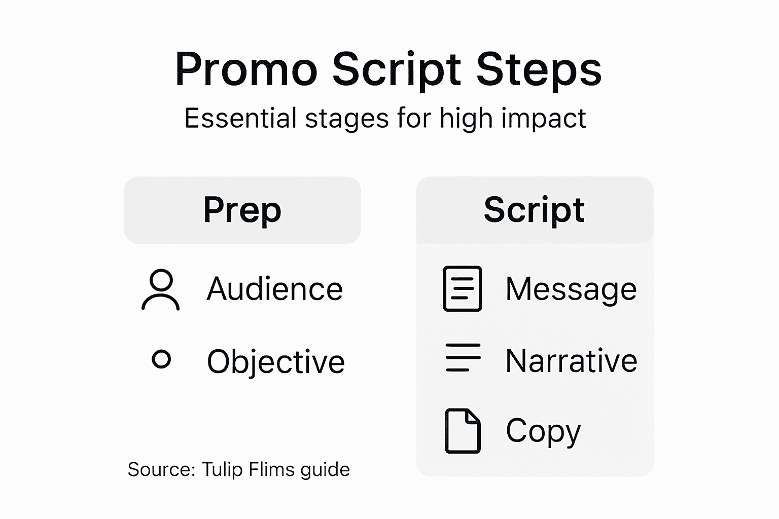 Infographic five steps promo script writing