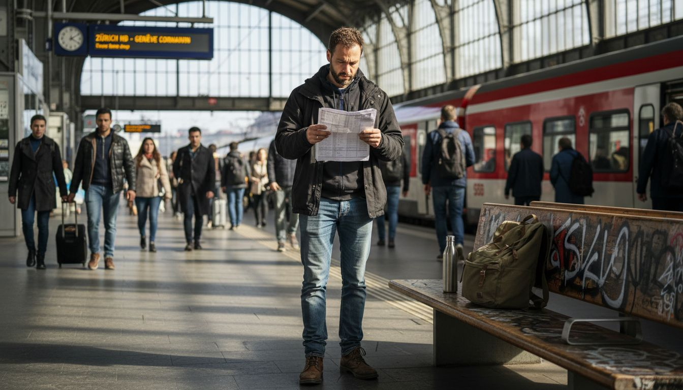 Traveler waiting at Zürich train platform