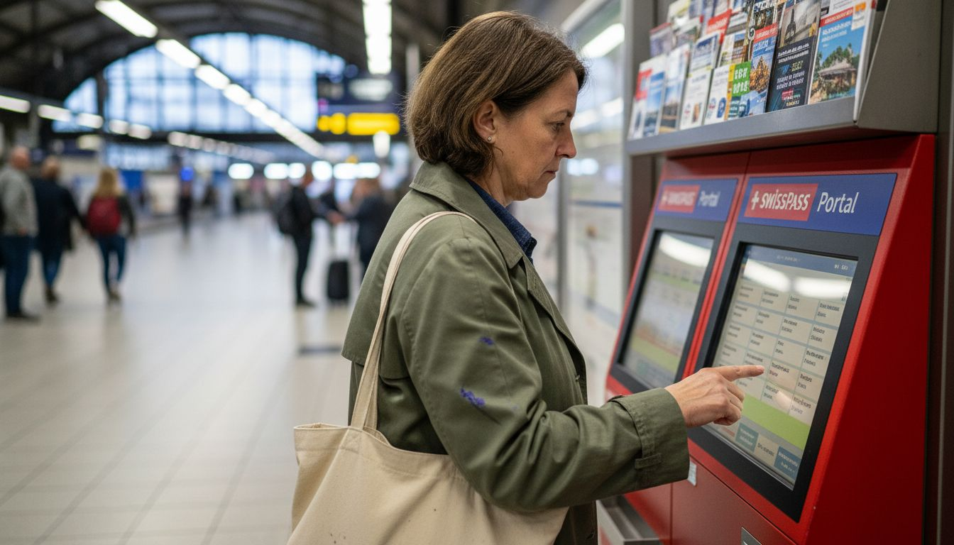 Person using SwissPass ticket machine