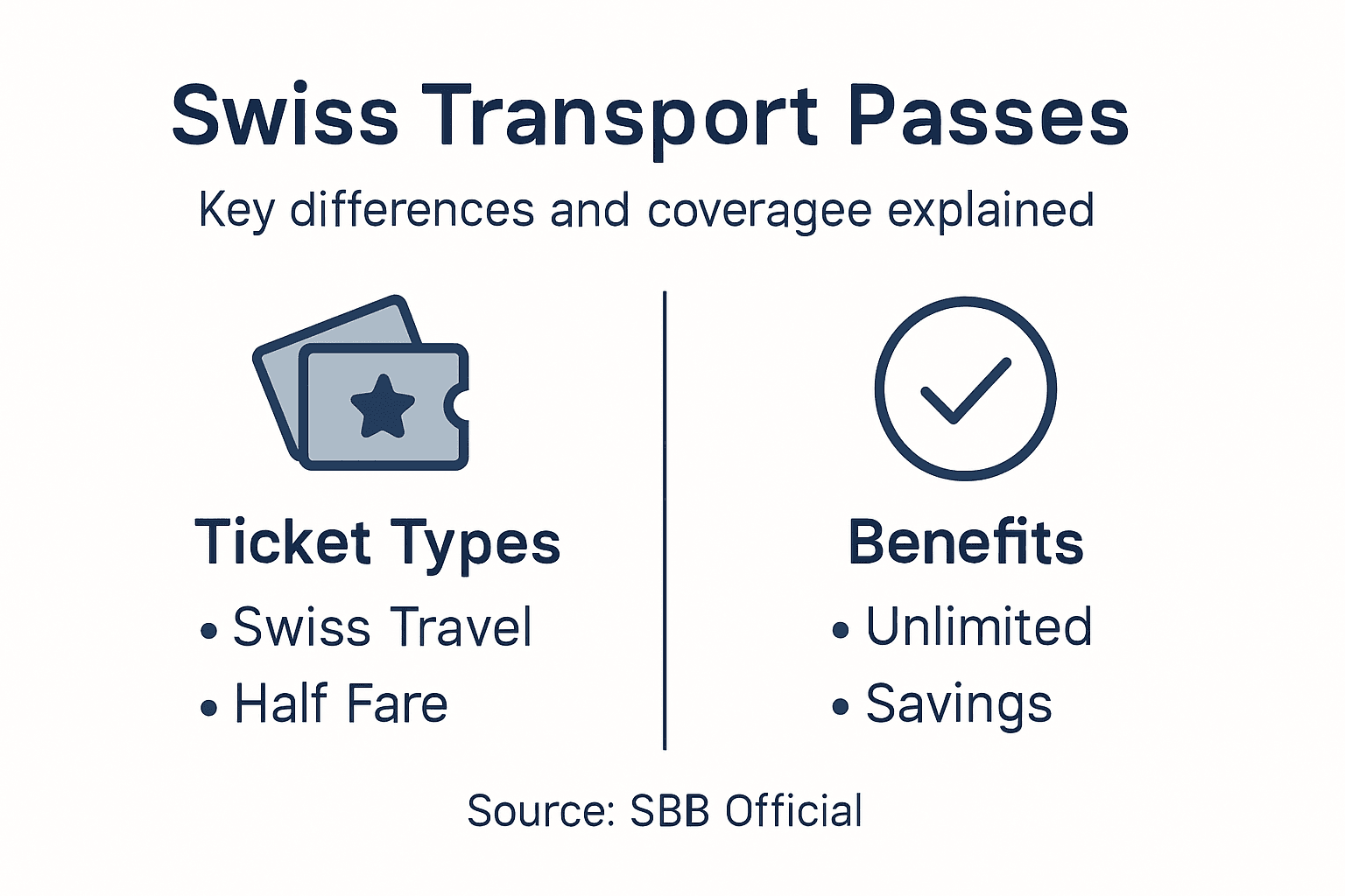 Infographic comparing Swiss transport passes
