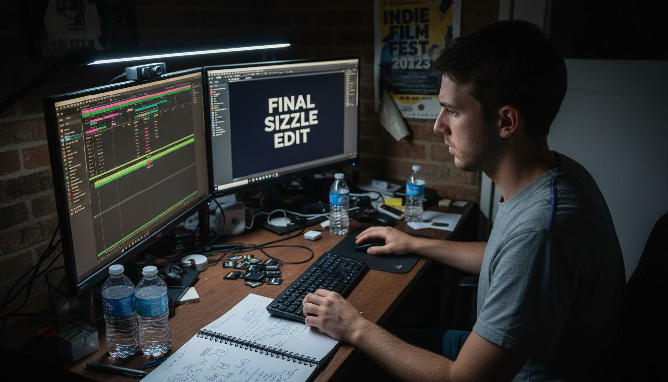 Editor choosing best scenes for sizzle reel