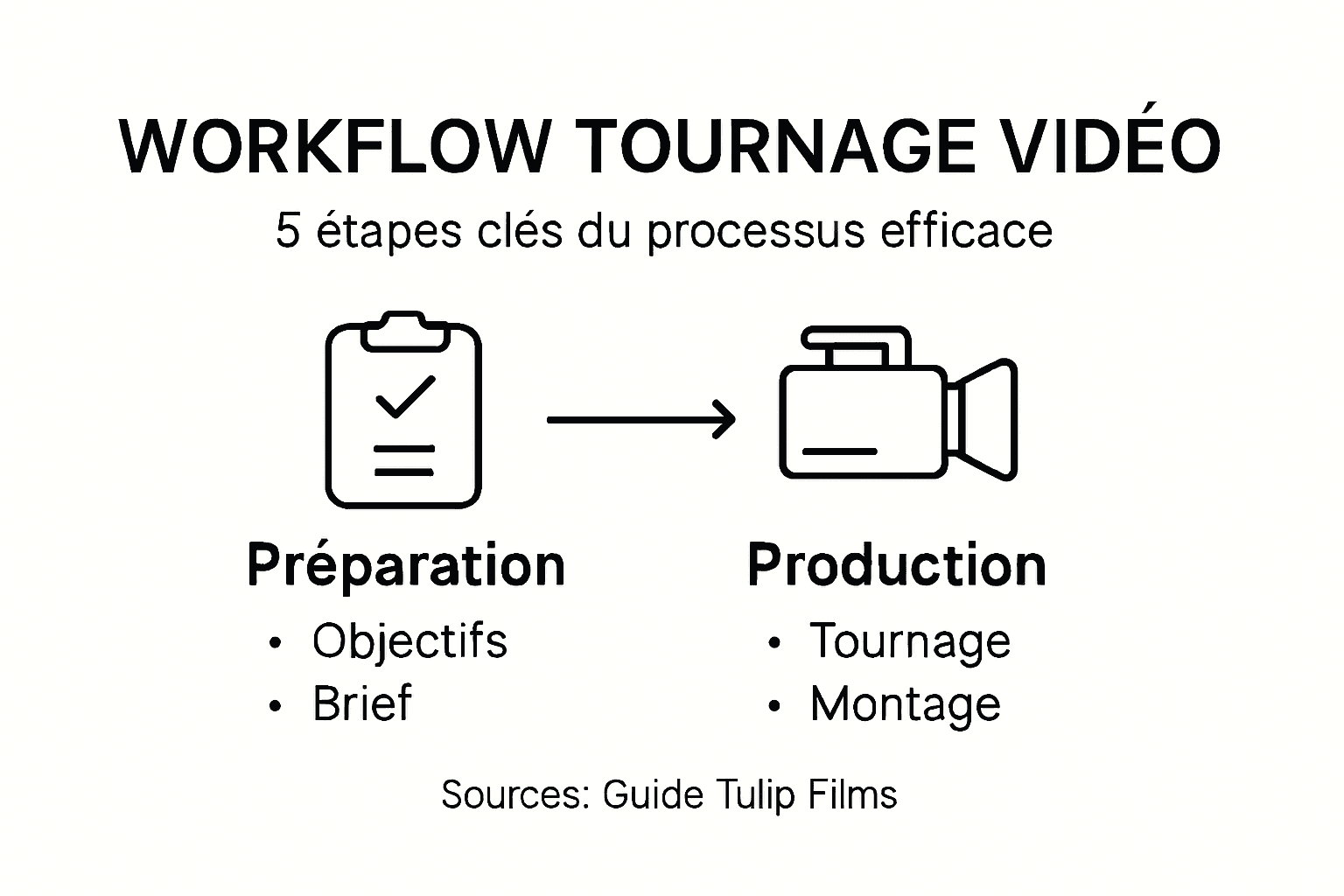 Infographie : les grandes étapes du processus de tournage vidéo