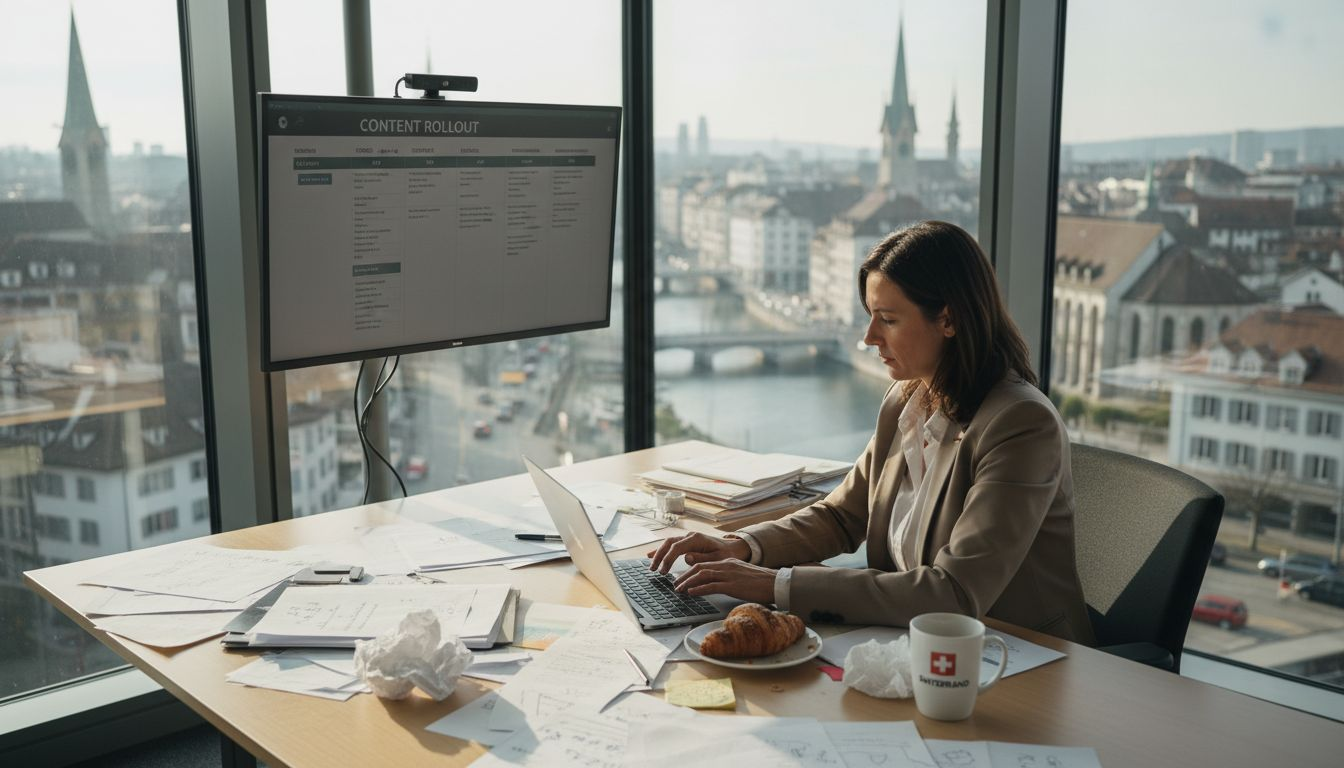 Swiss manager planning branded content strategy