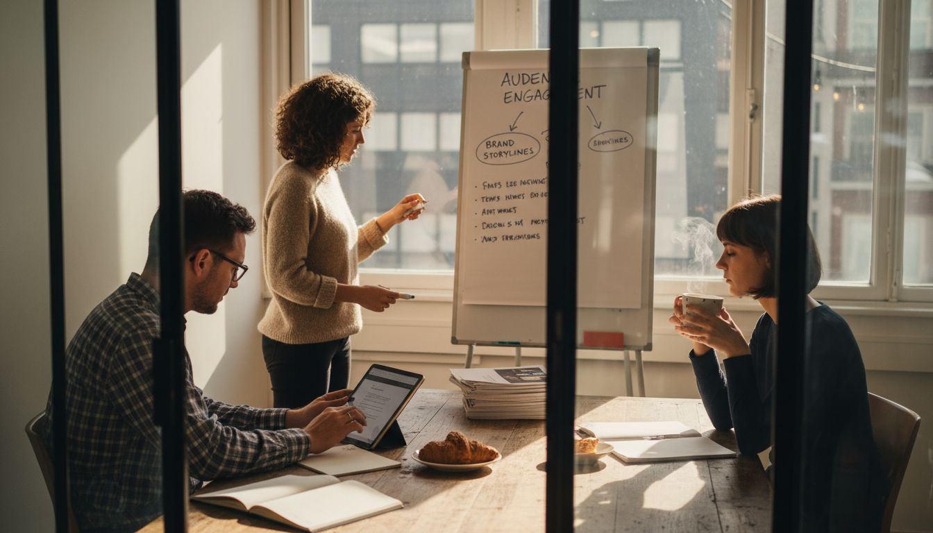 Team meeting on Swiss brand storytelling