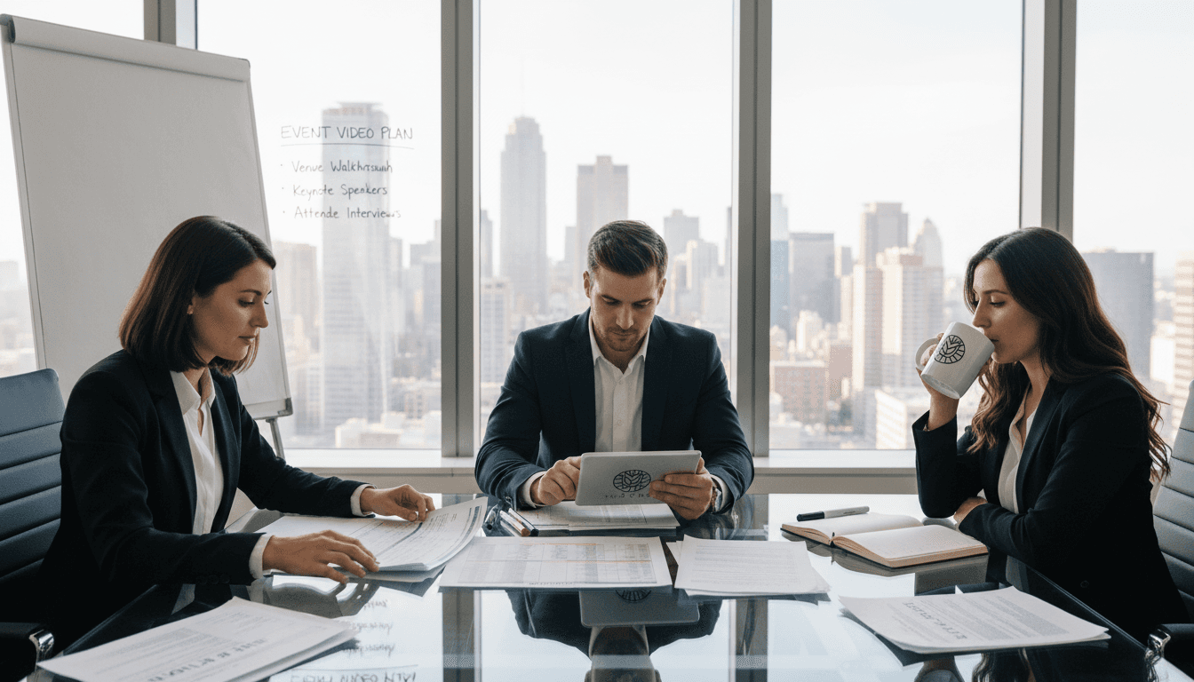 Corporate team planning event video timeline