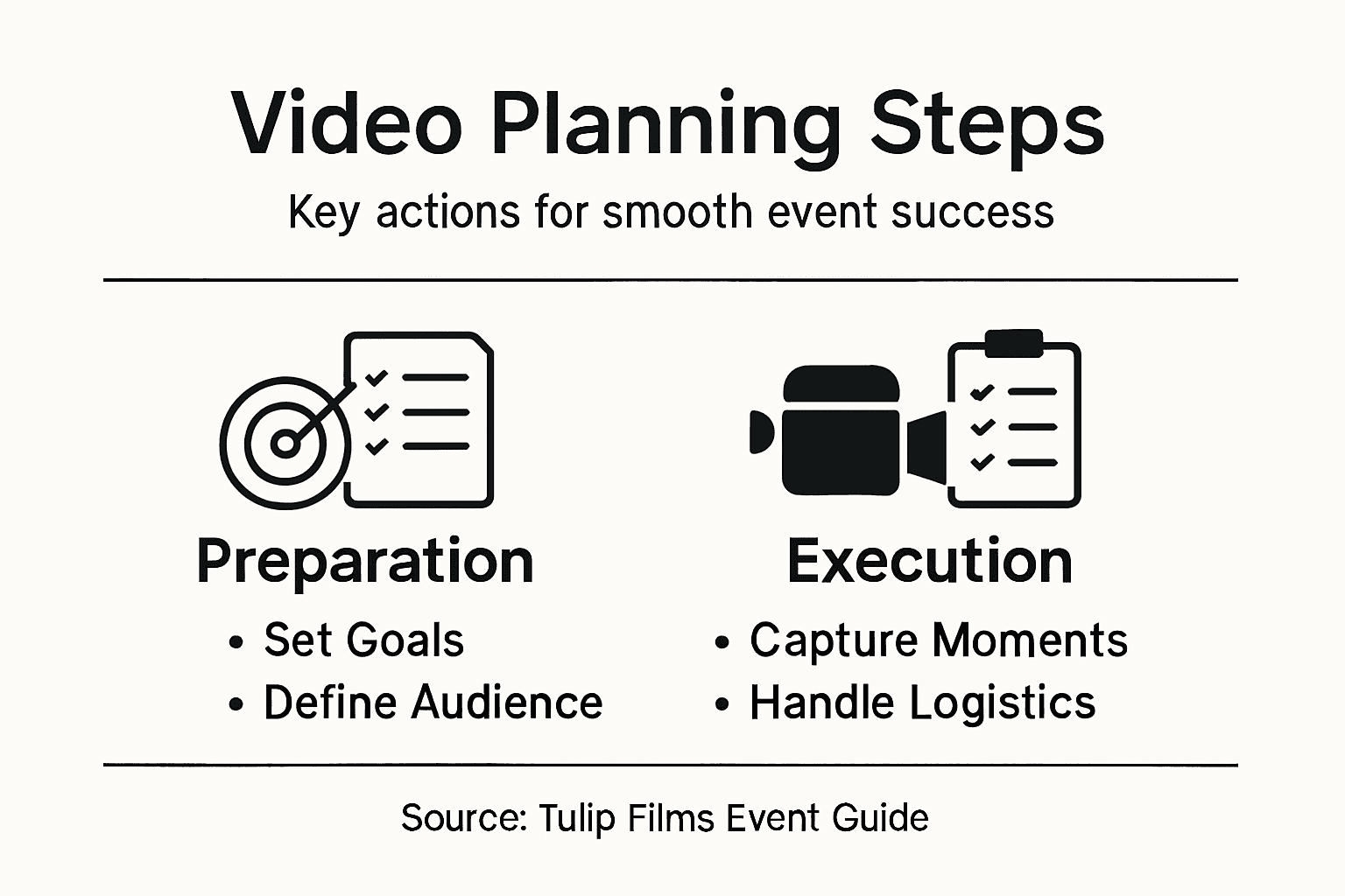 Infographic showing steps for planning event video