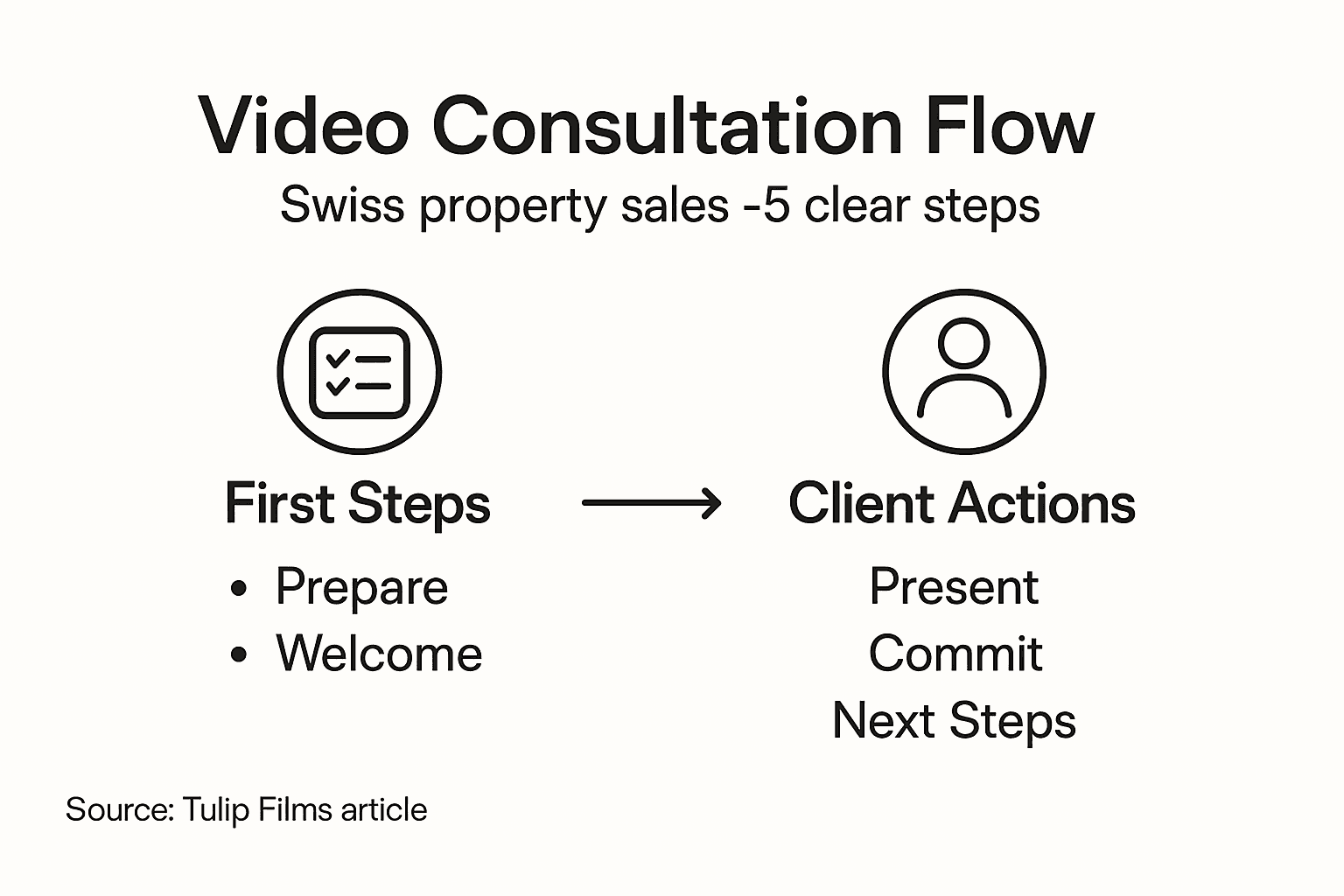 Infographic depicting video consultation process steps