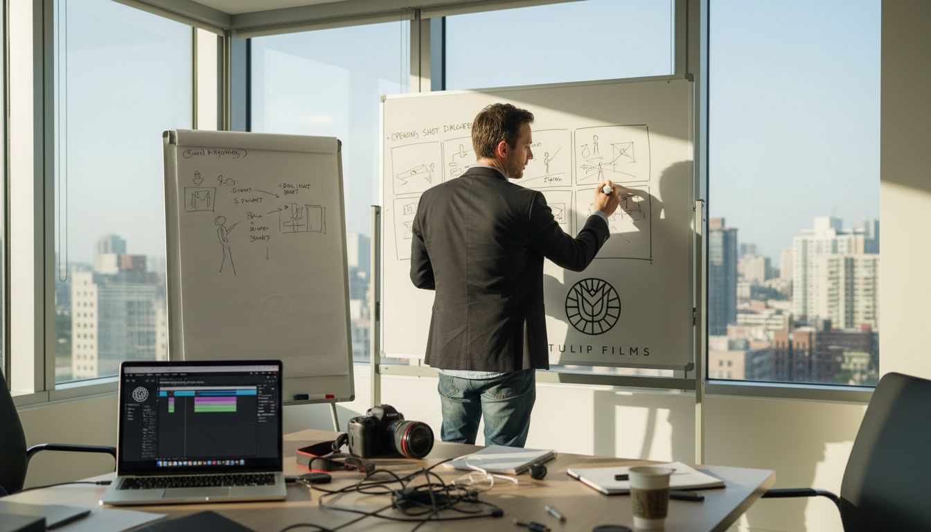 Creative director planning bespoke video storyboard