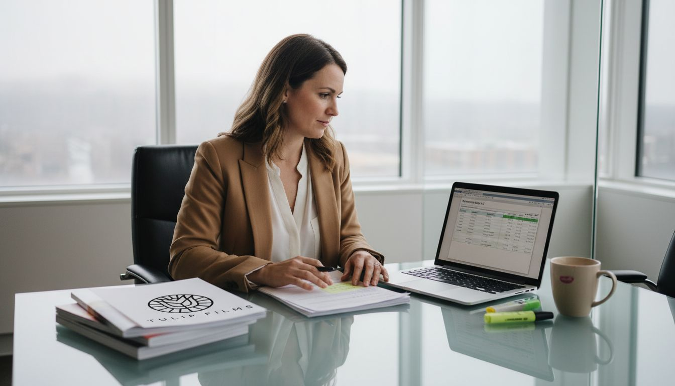 Marketing manager reviewing video project budget