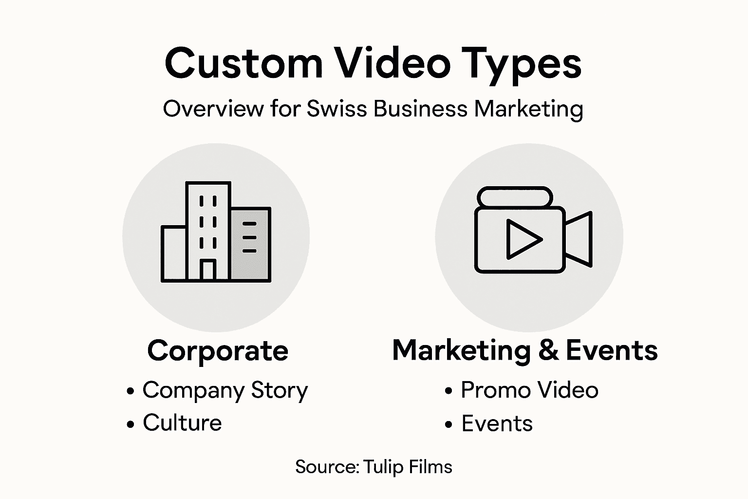 Infographic listing types of custom business videos