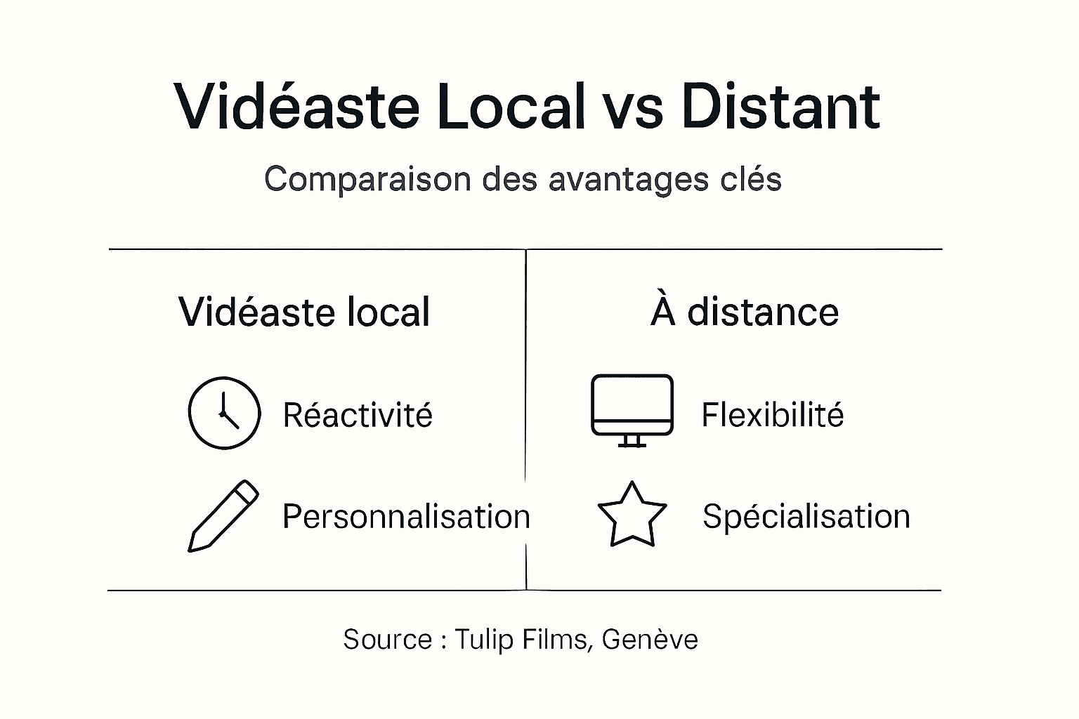 Infographie : les points forts d’un vidéaste sur place vs. à distance
