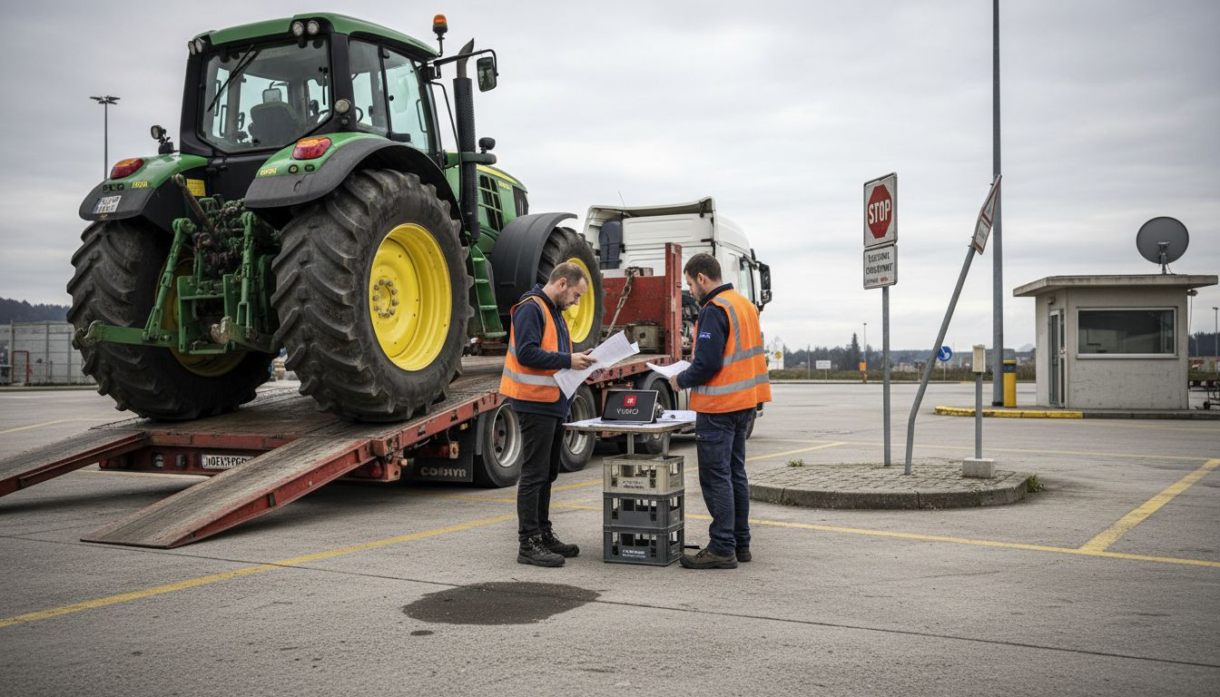 Tractor loaded at Swiss border terminal